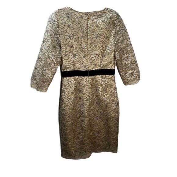 Banana‎ Republic Gold Lace Floral Rose Holiday Event Formal Dress - Picture 2 of 4